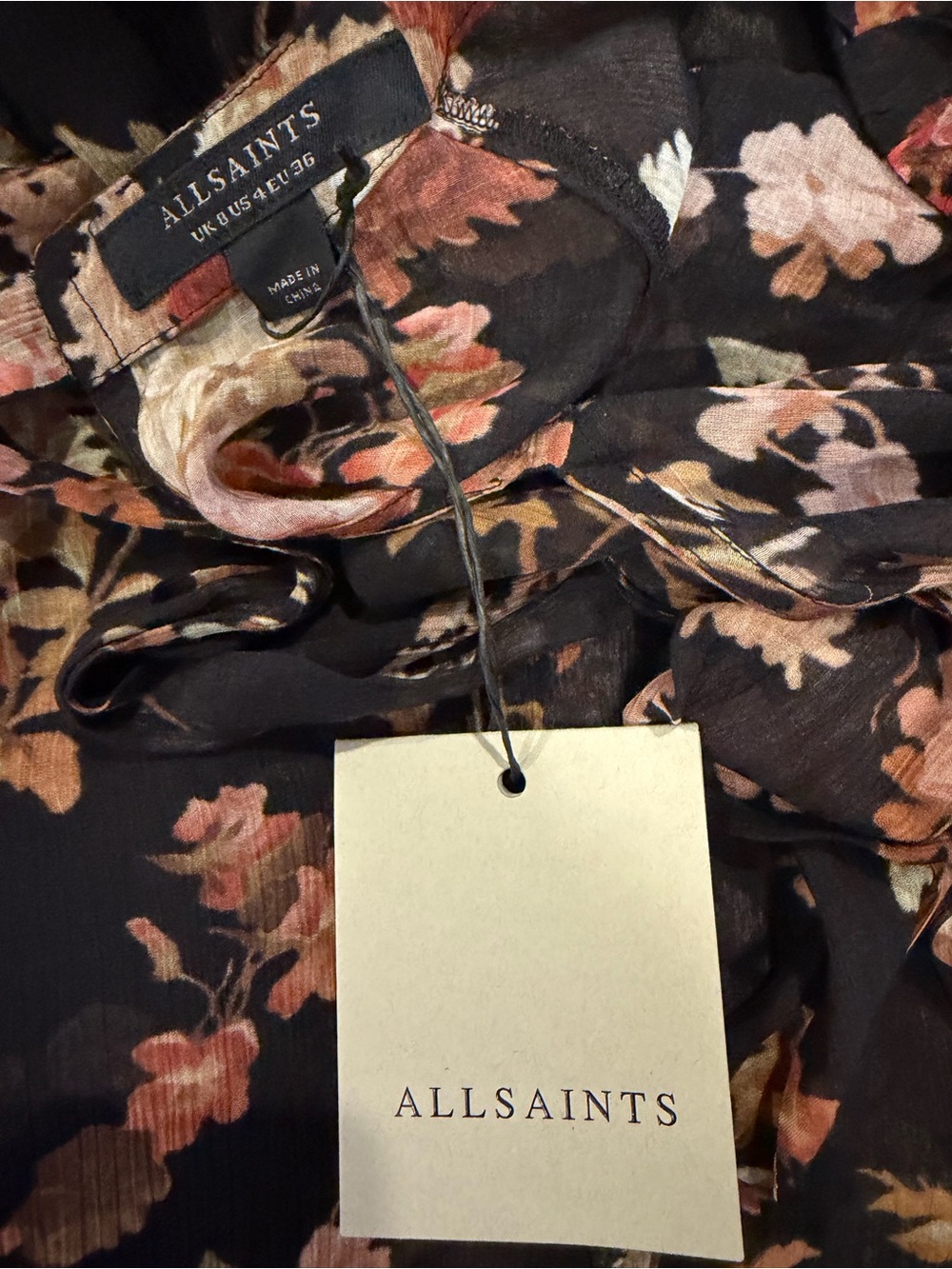 ALL SAINTS
Lissie Floral print Ruffle Long-Sleeve Blouse - Black - Picture 8 of 9